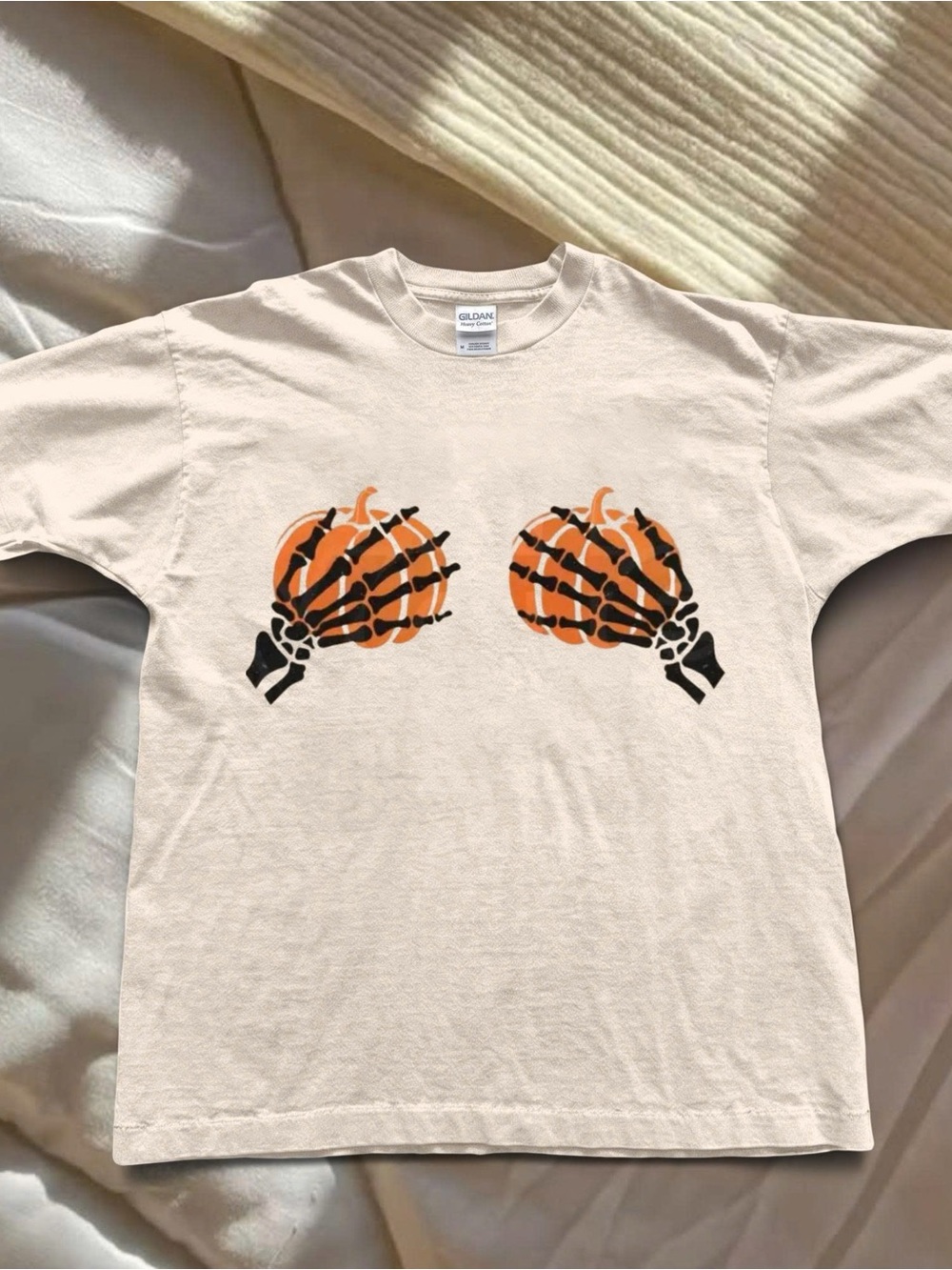 Vintage Halloween Skeleton Hands Pumpkin Halloween Graphic Tee